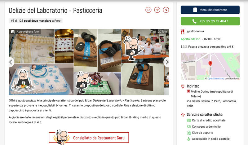 Pasticceria Artigianale Milano - Pagina delle Delizie del Laboratorio su Restaurant Guru