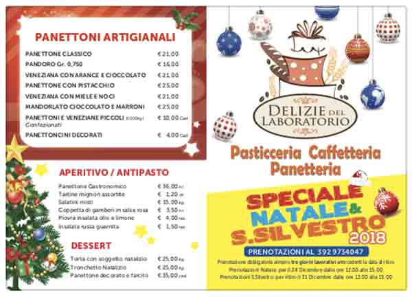 Speciale Natale delle Delizie del Laboratorio: menu da asporto