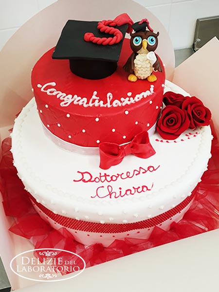 Cake Topper 'La Mia Laurea' Rosso - Decorazione Per Torte Di Laurea In Plexiglass 7x16cm