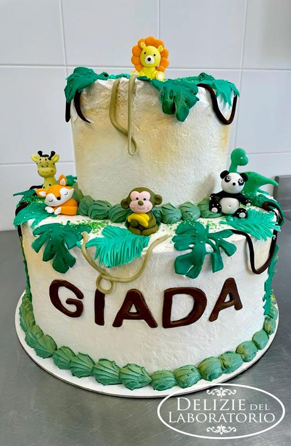 Torta Personalizzata Milano: la torta di giada a tema giungla con piccoli animali
